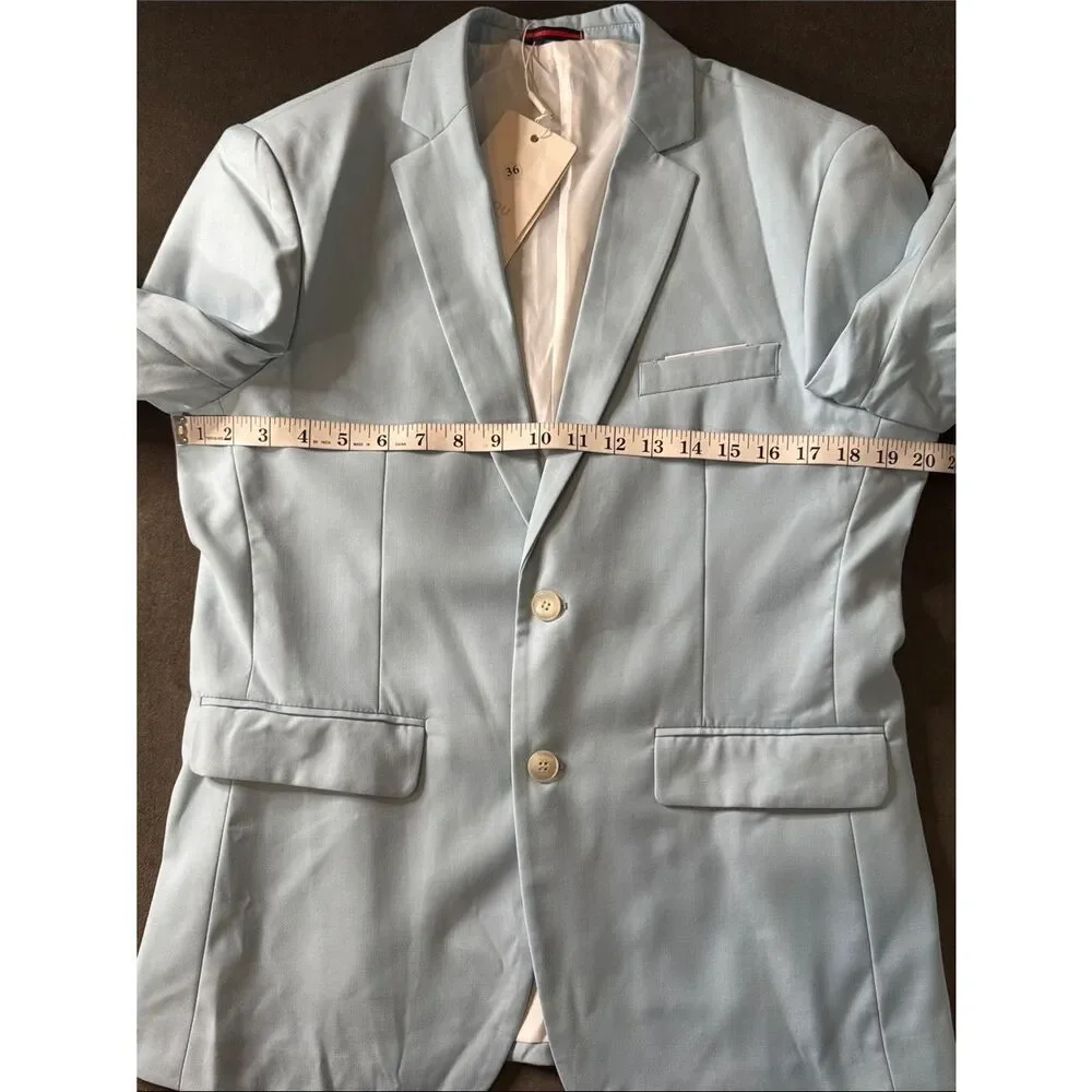 Men’s Pale Blue 2 Piece Suit Single Breasted 2 Button 36 Jacket 32 Pants NEW